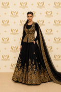 Midnight Black Couture Lehenga with Antique Gold Embroidery