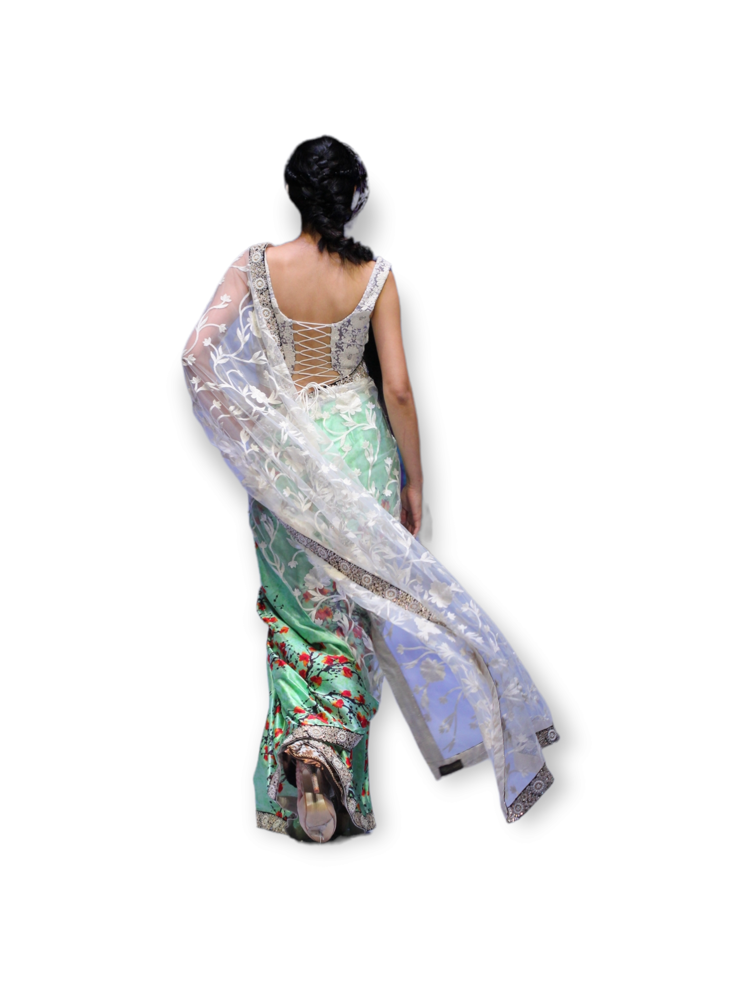 Ivory Green Saree